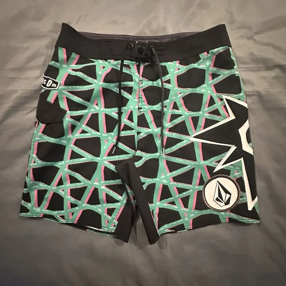 Volcom Board Shorts Mens 34 Mod Tech Swim Trunks St4r G4zer Embroidery